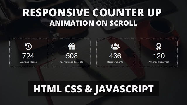 Responsive Counter up Animation on Scroll using HTML CSS & jQuery