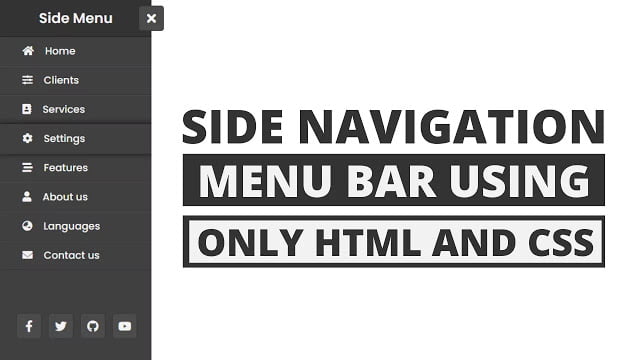 Animated Sidebar Menu using only HTML & CSS Side Navigation Menu